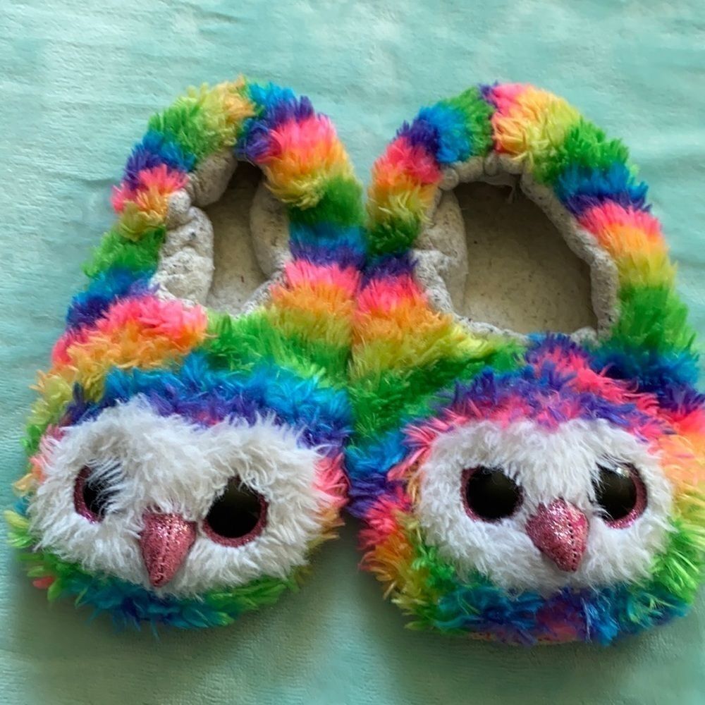 TY kids preloved slippers, owls